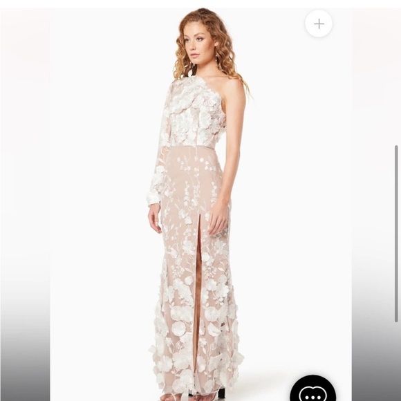 elliatt ellery white 3d floral applique one shoulder wedding bridal dress XS NEW - Picture 9 of 13